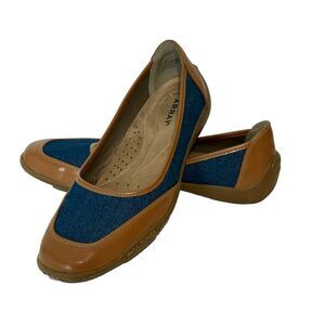 Array Womens Cascade Navy Denim  Padded Insole Flats Shoes 9 Narrow (N)